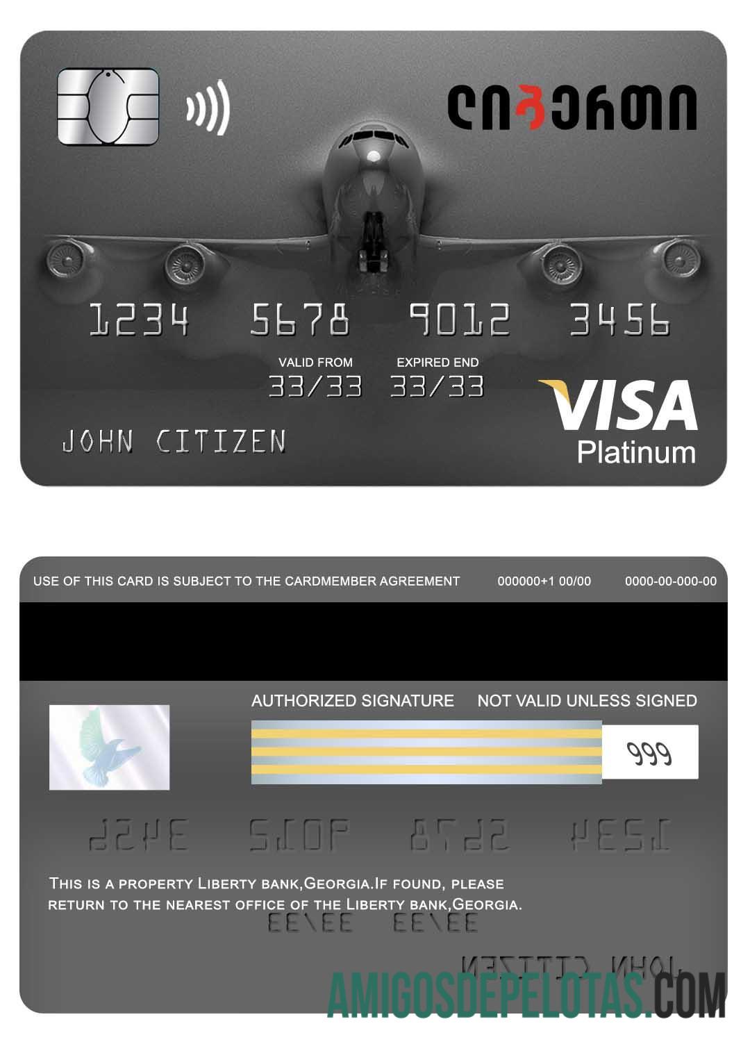 Cartão Georgia Liberty Bank Visa Platinum exemplo real